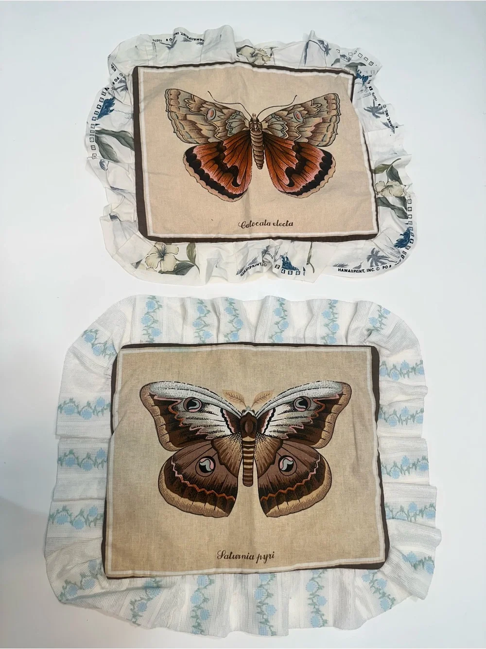 Butterfly Print Decorative Pillow Covers - Beige, Brown, Peach